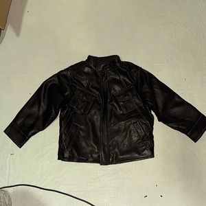 Boys toddler sz 4 4T Kenneth Cole faux leather motorcycle jacket moto brown kids